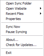 Figure 4.24: Open the Liferay Sync taskbar menu to access the following options.