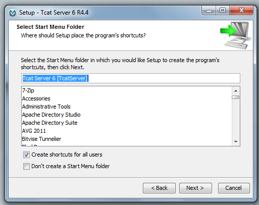 Figure 14.9: Start menu shortcuts