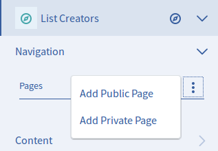 Figure 10: From a user groups Actions menu, select Manage Pages to create a user group site manually.