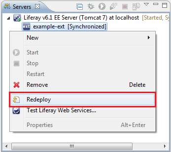 Figure 8.11: How to redeploy your Ext plugin