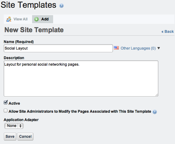 Figure 8.7: Creating the Site
Template