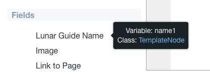 Figure 3: A fields tooltip shows that fields variable name.