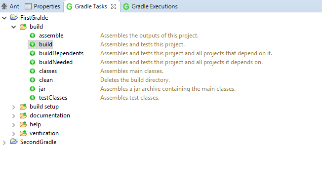 図5：Gradleプロジェクトに移動して、使用可能なGradleタスクを表示します。