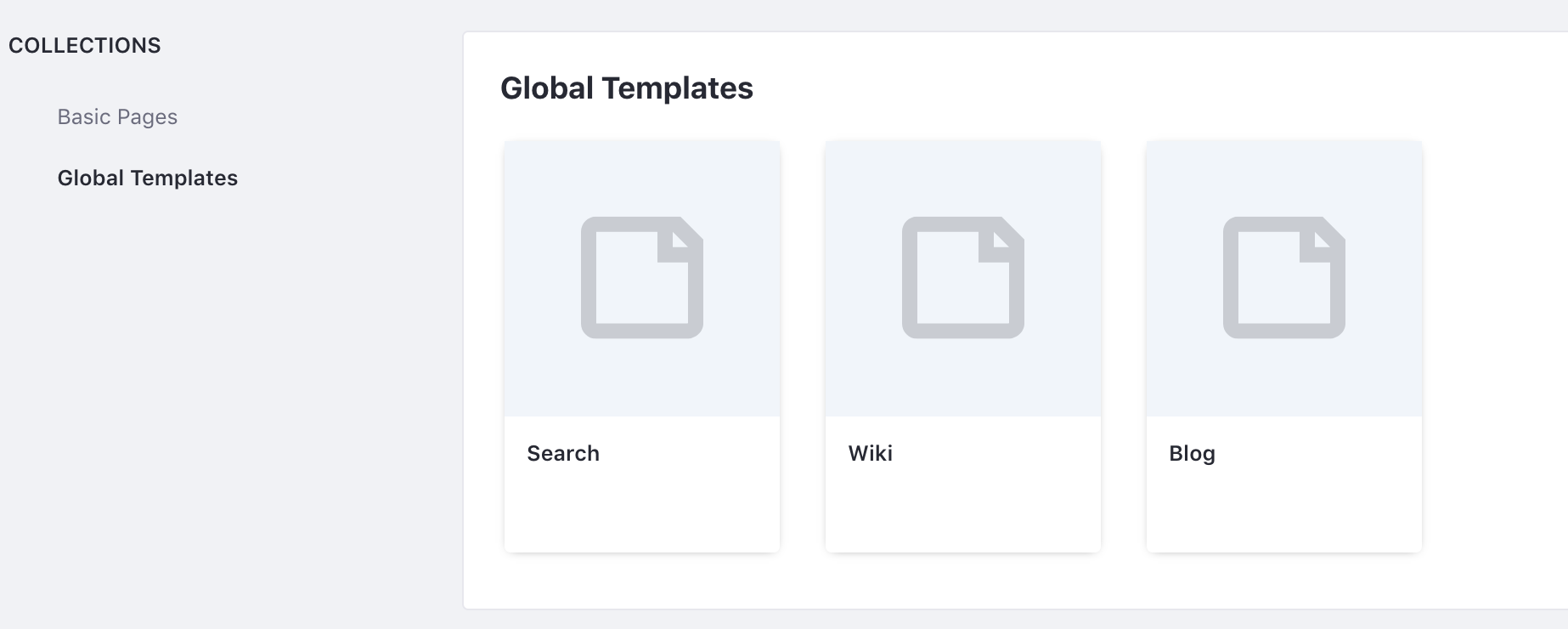 図1：ブログページテンプレートは、検索およびWikiページテンプレートと共に既に使用できます。