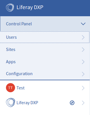 Figure 1: Administrators can access the Control Panel from the Product
Menu.