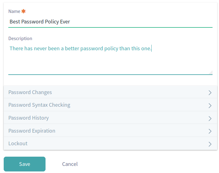 Figure 1: You can create new password policies to suit your needs.