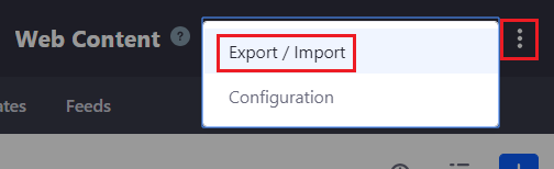 Figure 1: You can access a widgets administrative Export/Import feature by selecting its Options menu.