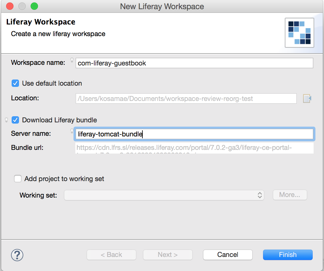 Figure 2: Liferay Developer Studio provides an easy-to-follow menu to create your Liferay Workspace.