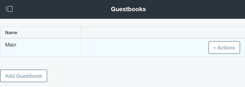 Figure 1: The Guestbook Admin portlet lets administrators add or edit guestbooks, configure their permissions, or delete them.