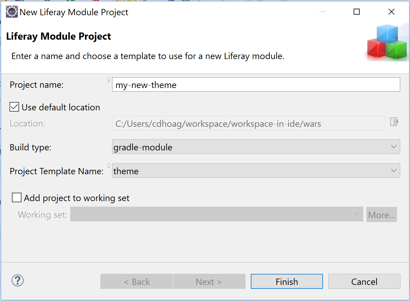 Figure 1: Use the theme project template to create a Liferay theme in Developer Studio.