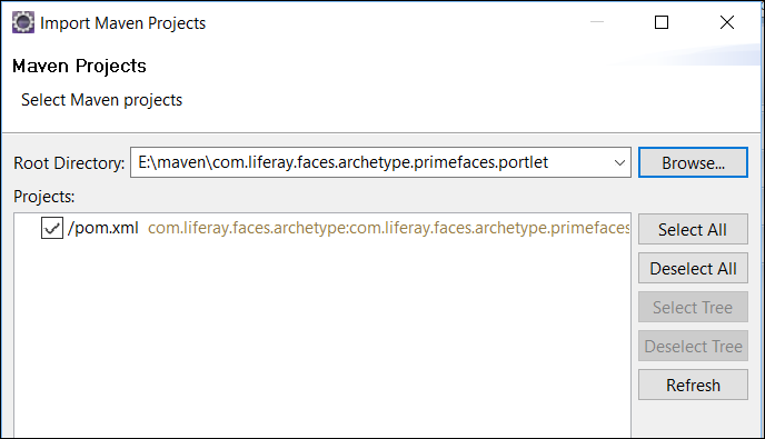 Figure 4: Use the Import Maven Projects wizard to import your pre-existing project.