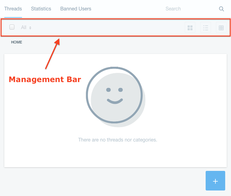Figure 1: The Management Bar lets the user customize how the app displays content.