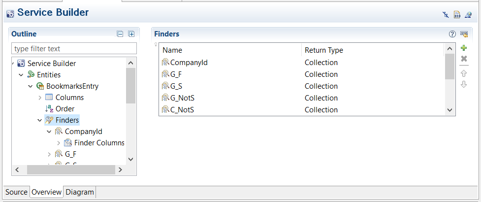 Figure 4: Creating Finder entities is easy with Liferay Developer Studio.