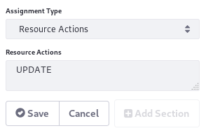 Figure 2: Configure resource action assignments in Kaleo Designer.