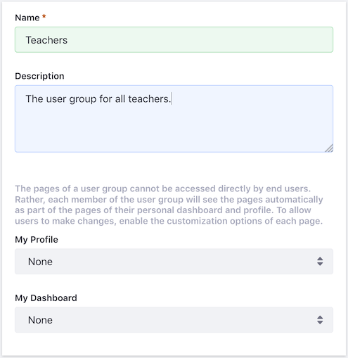 Figure 1: The New User Group form.