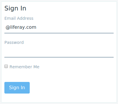 Figure 2: Heres a view of the Sign In portlet with the Create Account and Forgot Password options removed.