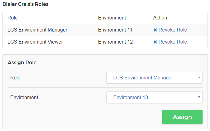 Figure 2: You can assign or revoke a users LCS Roles.