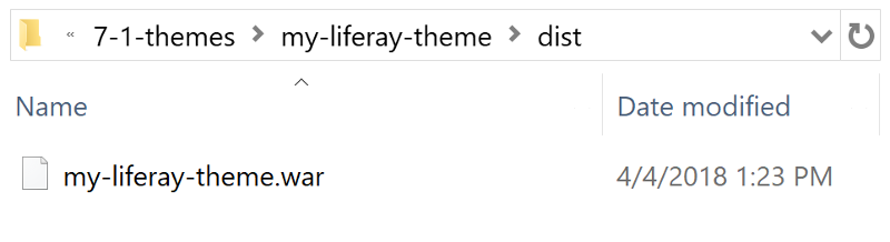 Figure 3: The dist folder contains your themes WAR file.