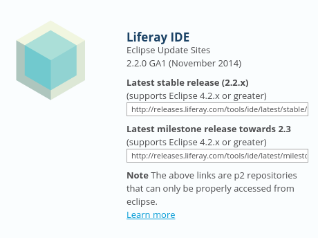 Figure 1: Liferay provides two update sites: stable for those who want a well-tested environment, and milestone for those who like the bleeding edge.