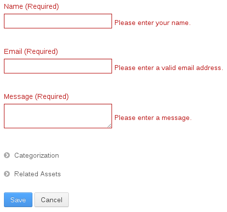 Figure 1: Leave the Add Entry input fields empty and attempt to submit the form. It should look like this.