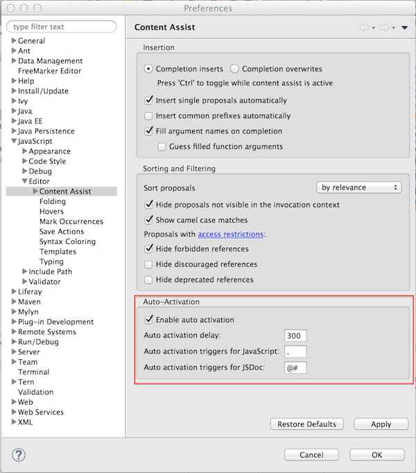 Figure 2: The Enable auto activation checkbox is listed below the Auto-Activation heading.