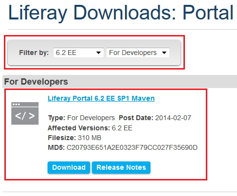 Figure 1: You can download the Liferay Maven EE artifacts from the Liferay Customer Portal.