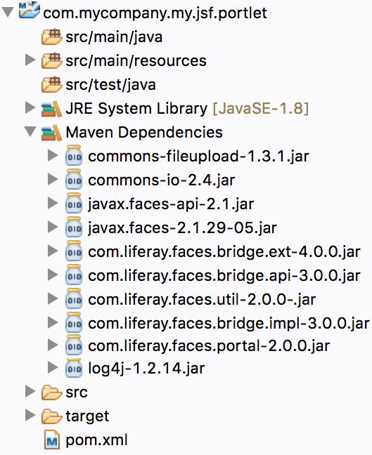 Figure 1: The required .jar files are downloaded for your JSF portlet based on the JSF UI Component Suite you configured.