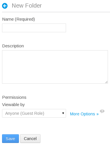 When you click Add &rrar; Folder to add a new web content folder, this form appears. The <liferay-ui:input-permissions /> is used to add a permissions selector widget to the JSP that renders the form.