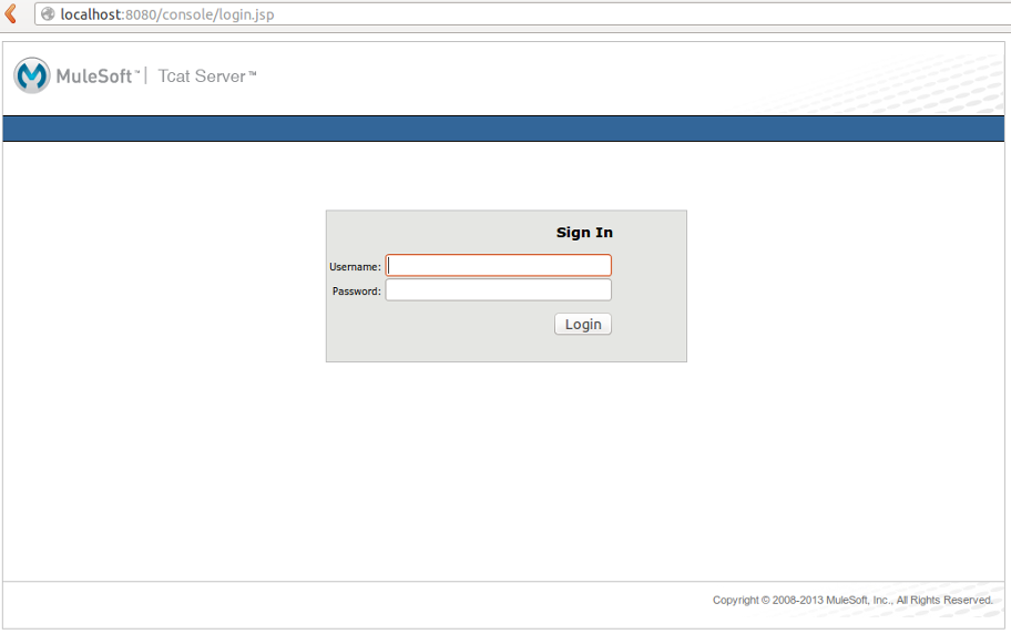 Figure 1.2: You can log in to the Tcat Administration Console to manage your Tcat servers.