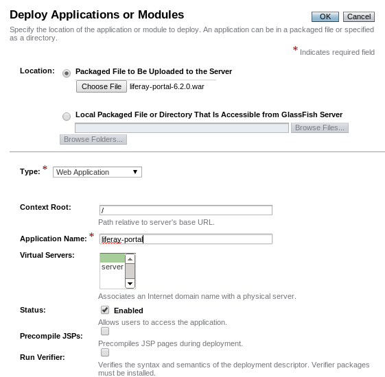 Figure 1.8: GlassFish provides an administrative console which you can use to deploy Liferay.