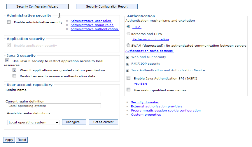 Figure 1.13: Enabling security can be done by checking one box, but it still needs to be configured. 