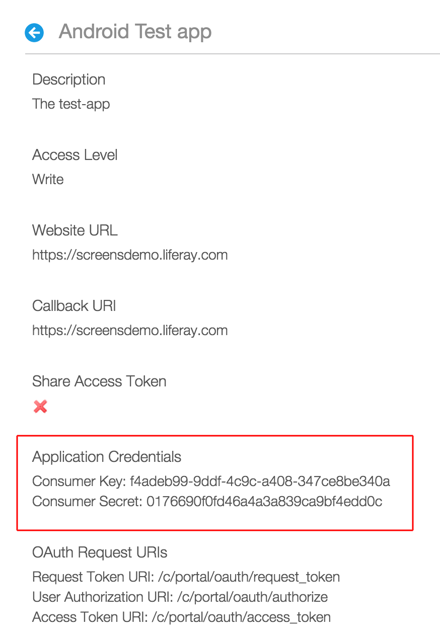 Copy the Consumer Key and Consumer Secret from OAuth Admin in your portal.