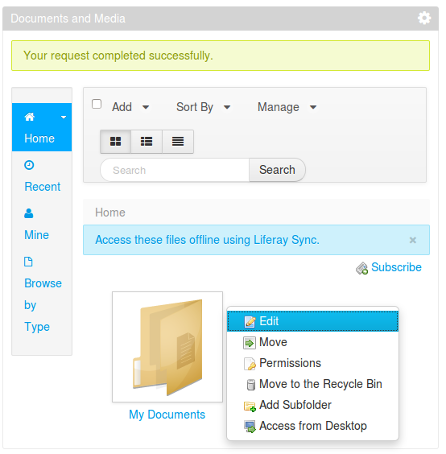 Figure 12.9: Workflow for Documents and Media must be enabled at the folder level. Edit a folder to select a workflow.