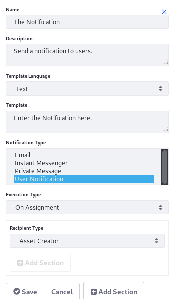 Figure 2: You can send a Notification from a Task node.