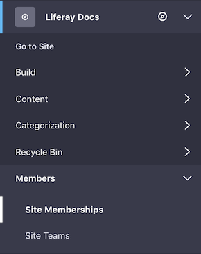 Figure 1: Select Site Memberships from the Site Administration menu.