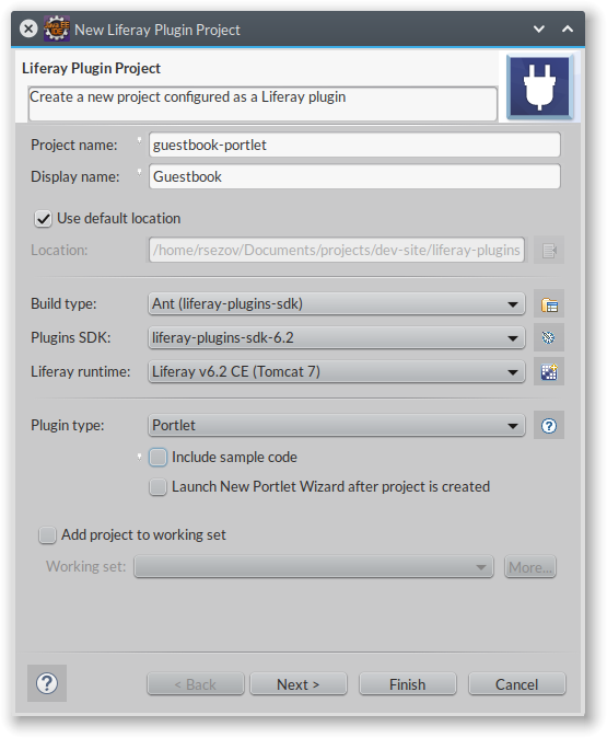 Figure 2: Liferay IDE/Developer Studios new project wizard makes it easy to create Liferay projects.