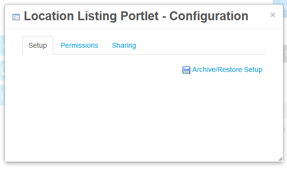 Figure 2: Simply by specifying Liferays default configuration action class in your portlets liferay-portlet.xml file, you provide your portlet with a Setup tab for adding your portlets configuration setup options.