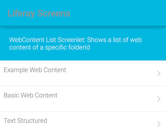 Figure 1: The Web Content List Screenlet using the Default View Set.