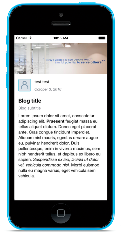 Figure 1: Blogs Entry Display Screenlet using the Default Theme.