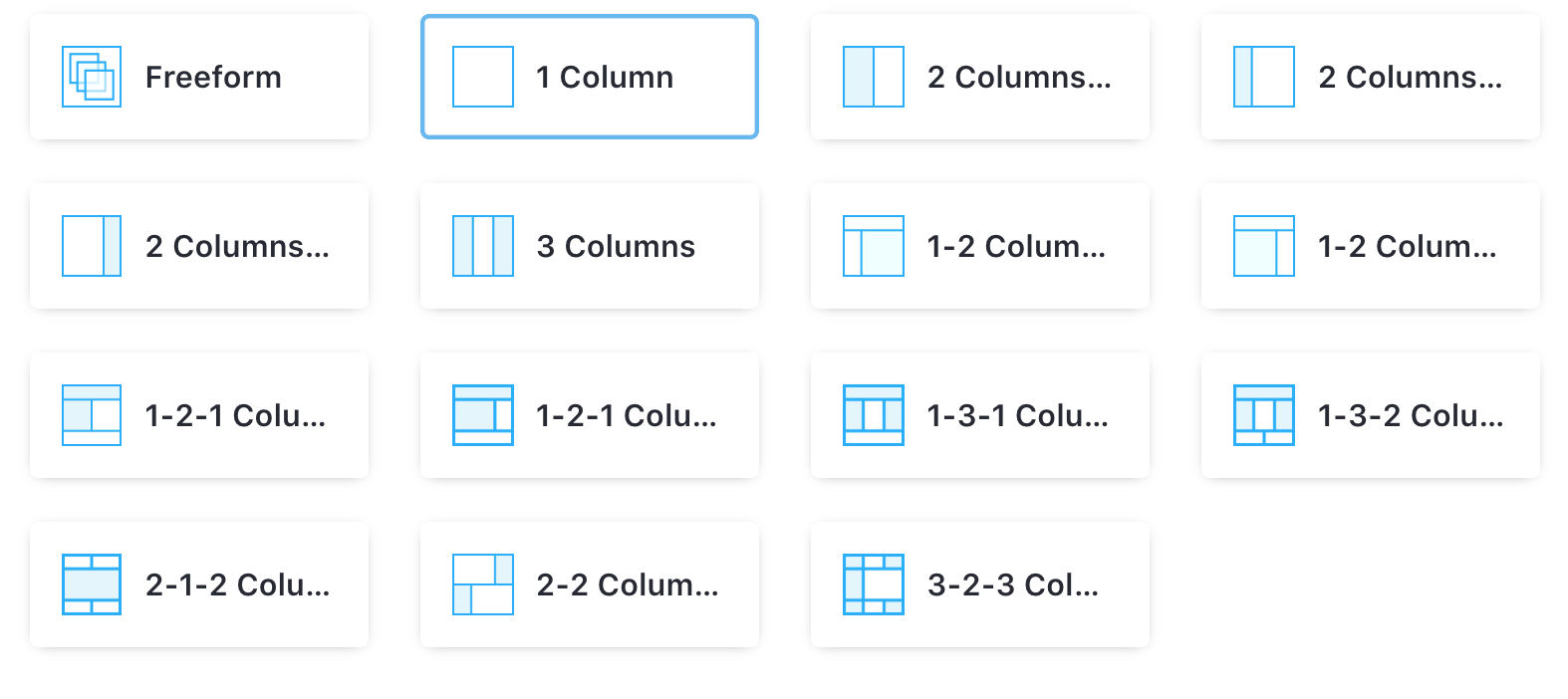 Figure 1: There are many default layout templates to choose from.