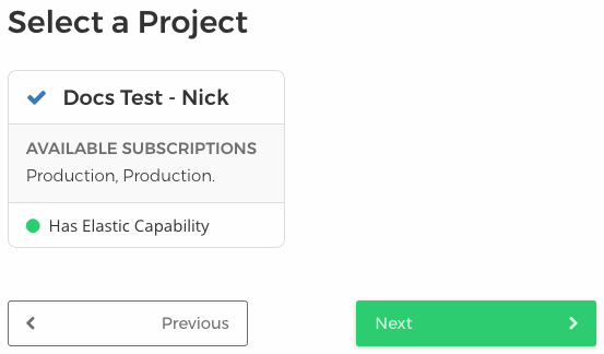 Figure 2: Select the LCS project you want to create the environment in, and click Next.