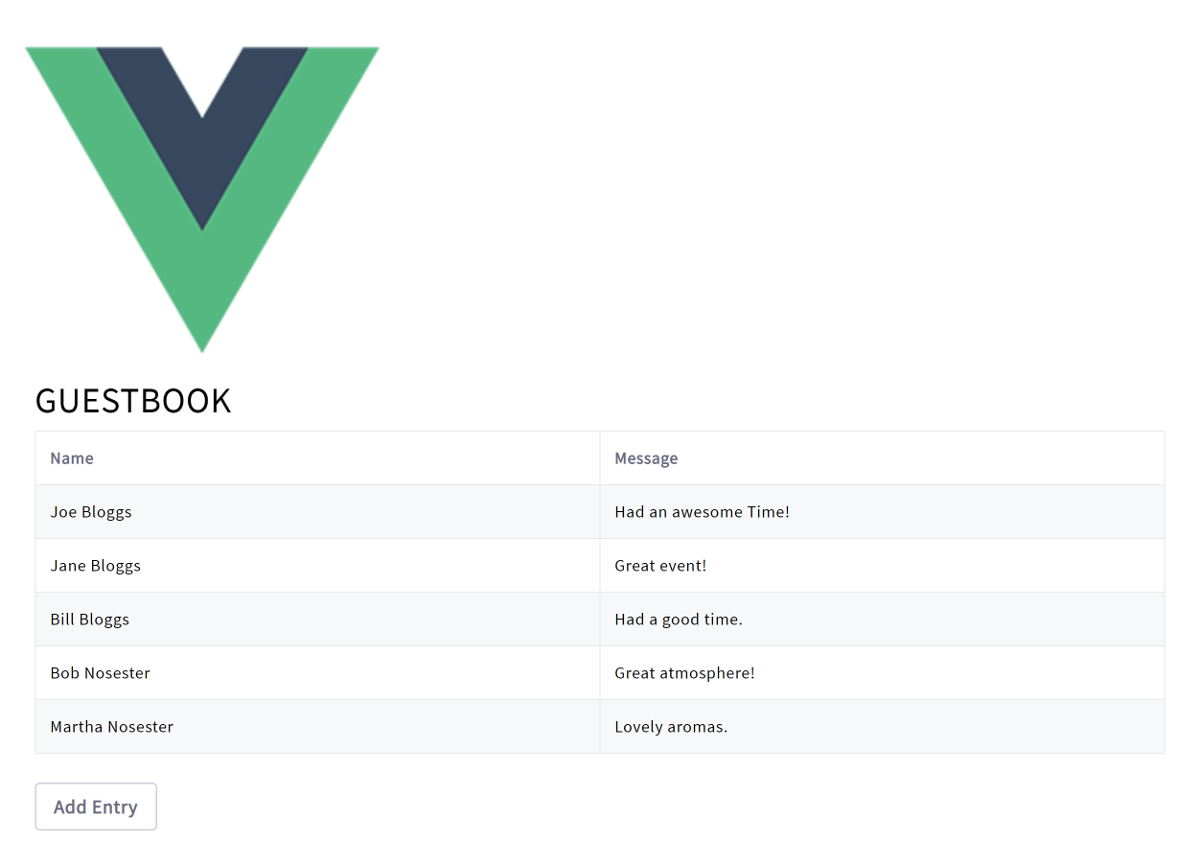 Figure 1: Vue Apps like this Guestbook App are easy to deploy, and they look great in Liferay DXP.