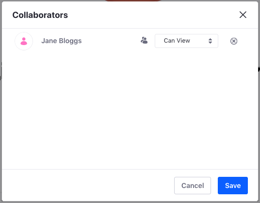 Figure 5: The Collaborators dialog lets you unshare a file or change the file permissions for each user.
