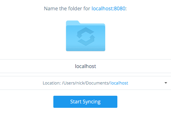 Figure 6: Specify your local Sync folders name and location.