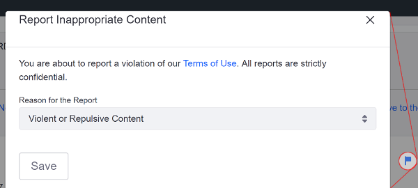 Figure 1: Users can flag objectionable content.