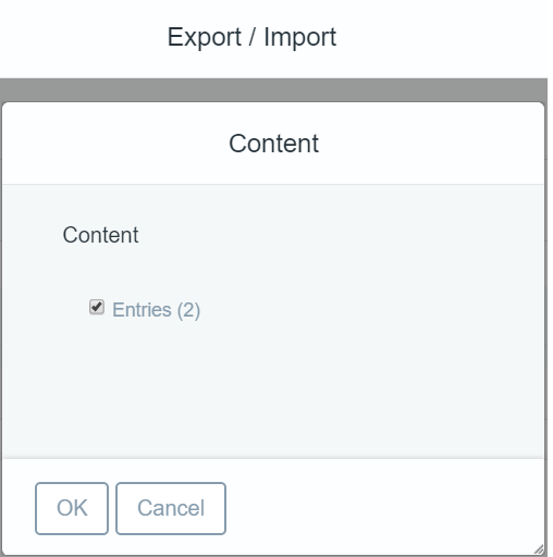 Figure 1: You can select the content types youd like to export/import in the UI.