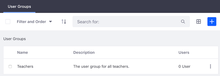 Figure 2: The user group you just created now appears in the table.