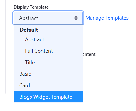 Figure 3: In the Configuration menu of an app, you can edit and manage available widget templates.