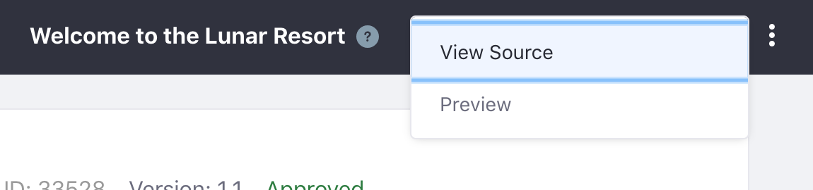 Figure 3: The View Source button is available from the Options button.