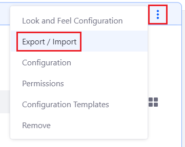 Figure 2: You can access a widgets Export/Import feature by selecting its Options menu.